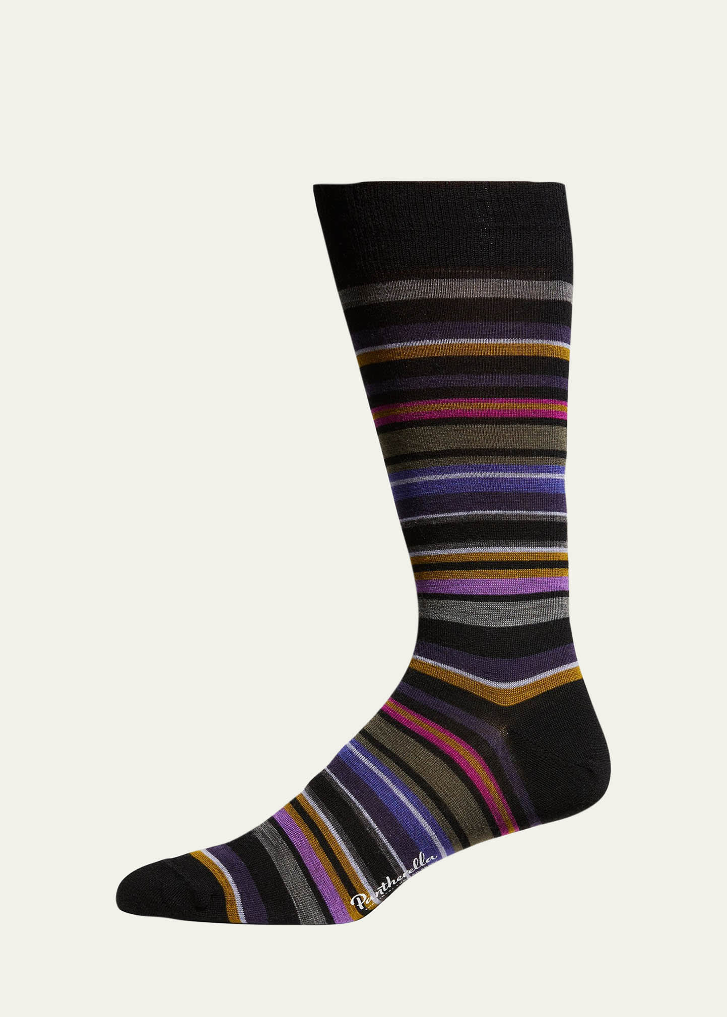 Shop Pantherella Quaker Stripe Dress Socks In Charcoal