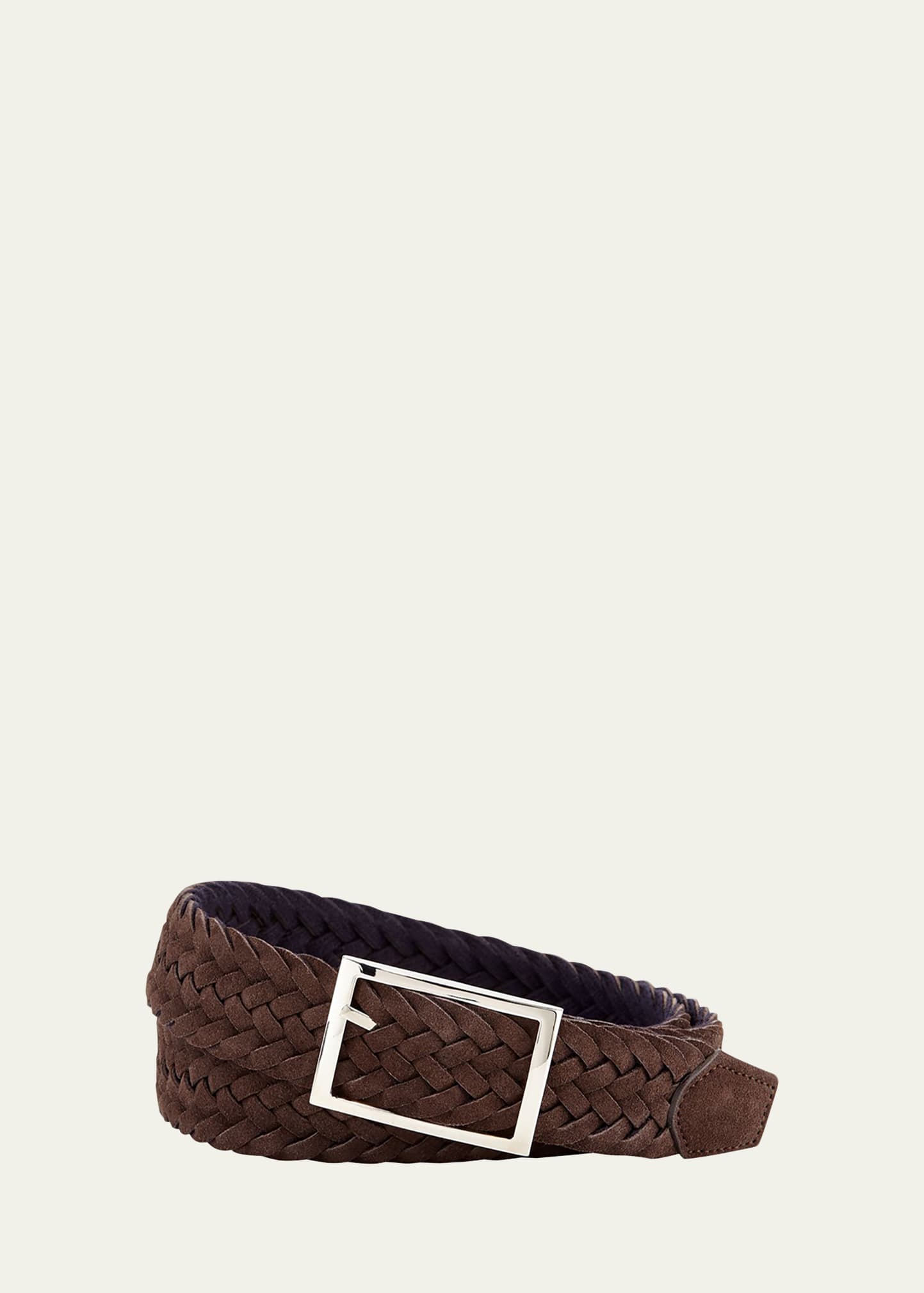 Simonnot Godard Men's Reversible Suede Wool Felt Belt In Navy