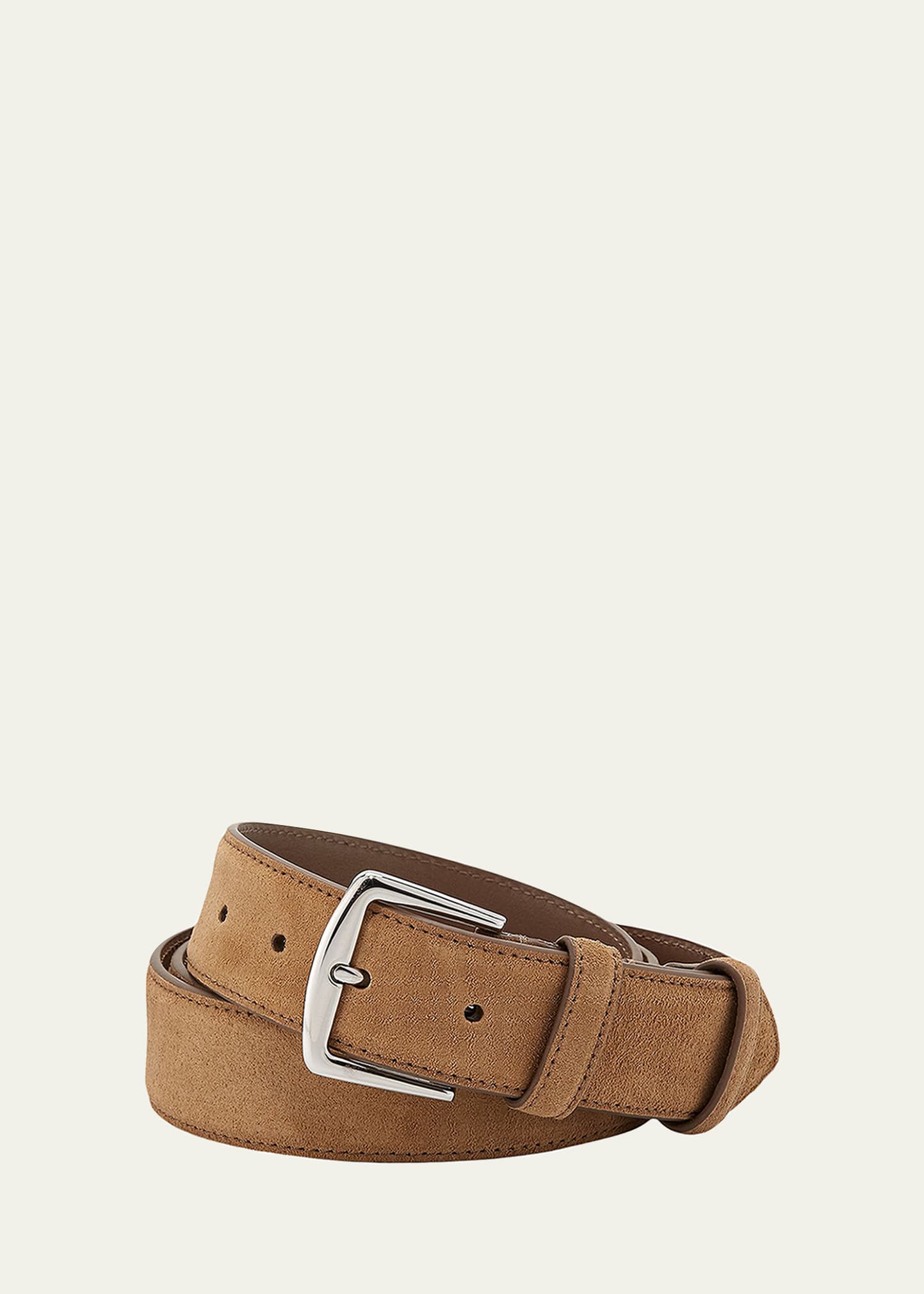 Loro Piana Men's Alsavel Suede Belt In Gray