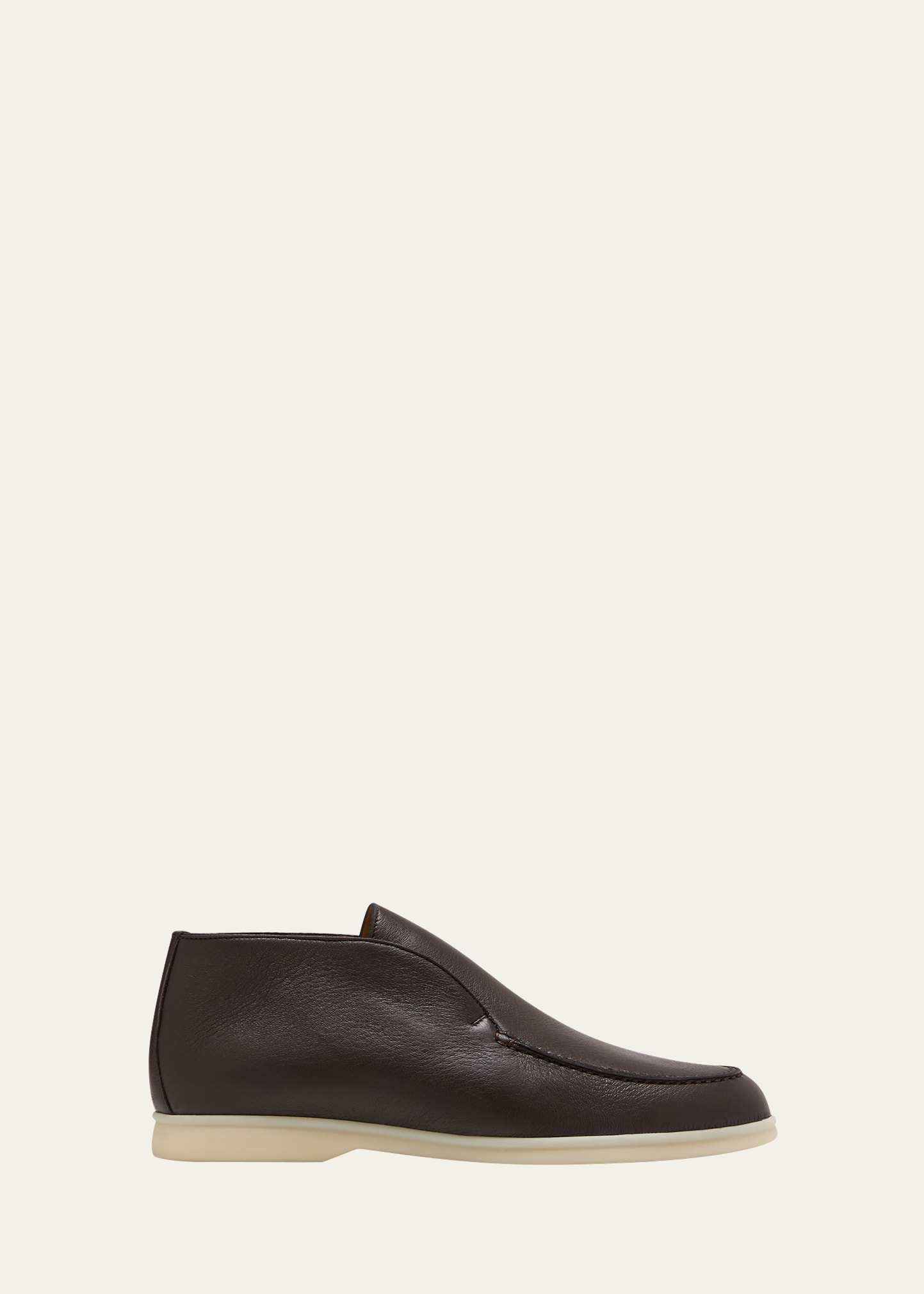 Shop Loro Piana Men's Open Walk Elk Leather Ankle Boots In Very Dark Brown
