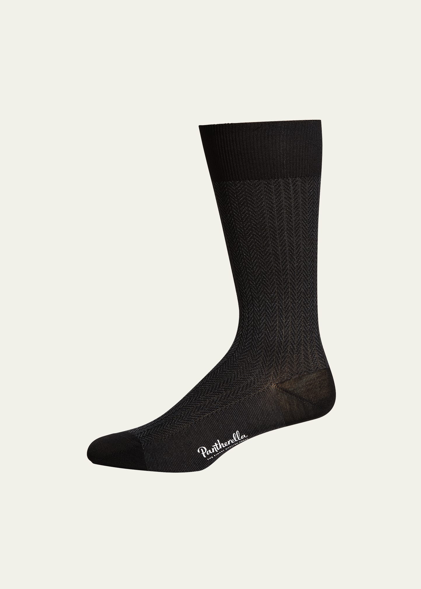 Pantherella Men's Fabian Chevron Pattern Egyptian Cotton Socks In Black