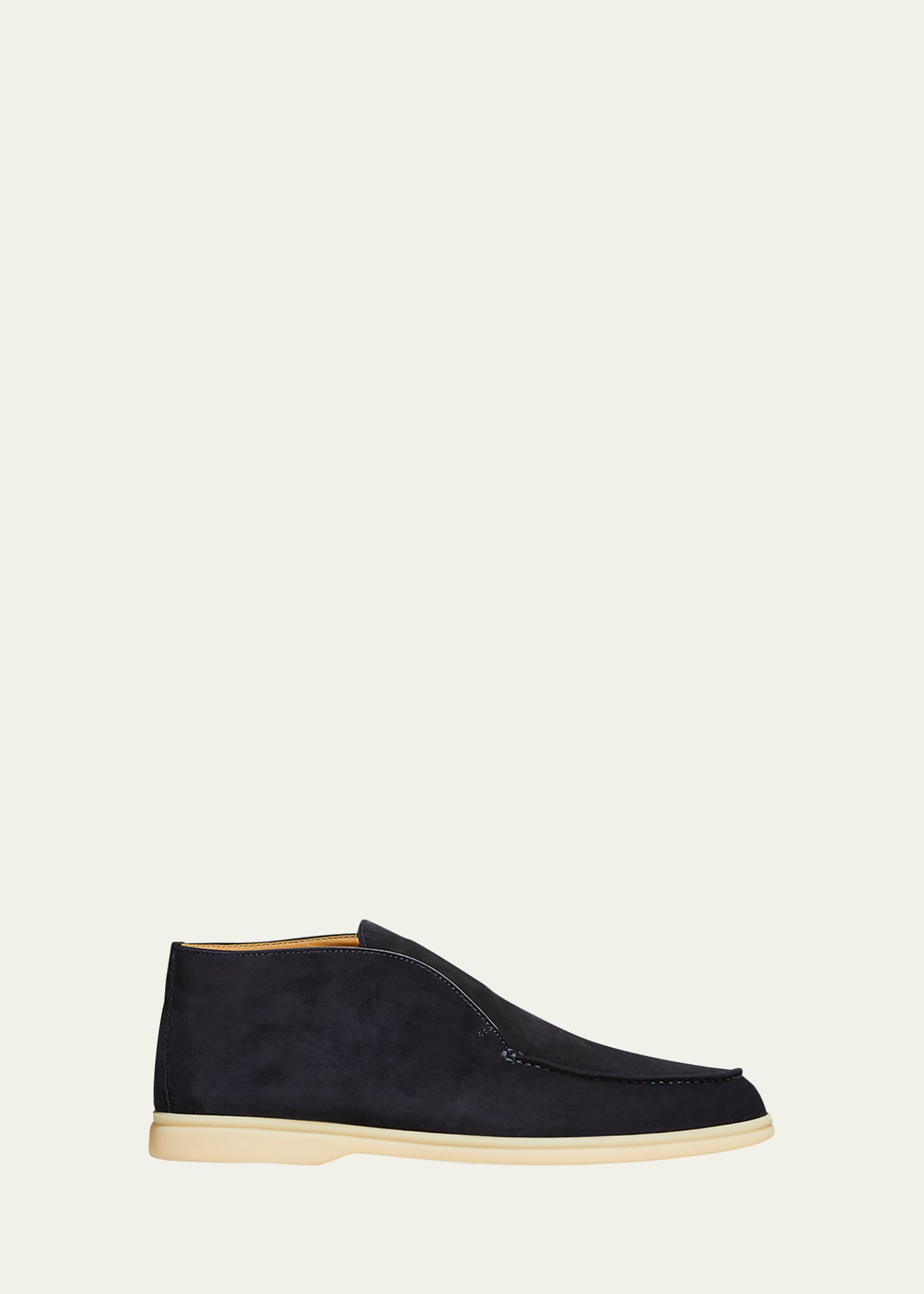 Loro Piana Men's Open Walk Elk Leather Ankle Boots In Navy