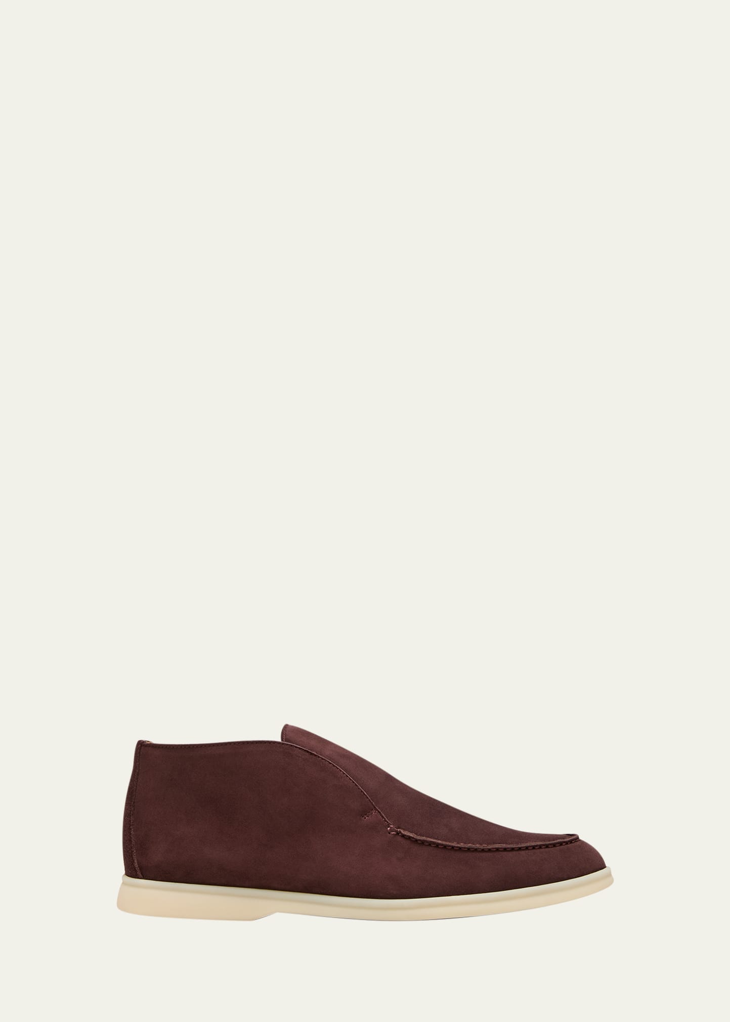 Shop Loro Piana Men's Open Walk Suede Chukka Boots In Black Cherry