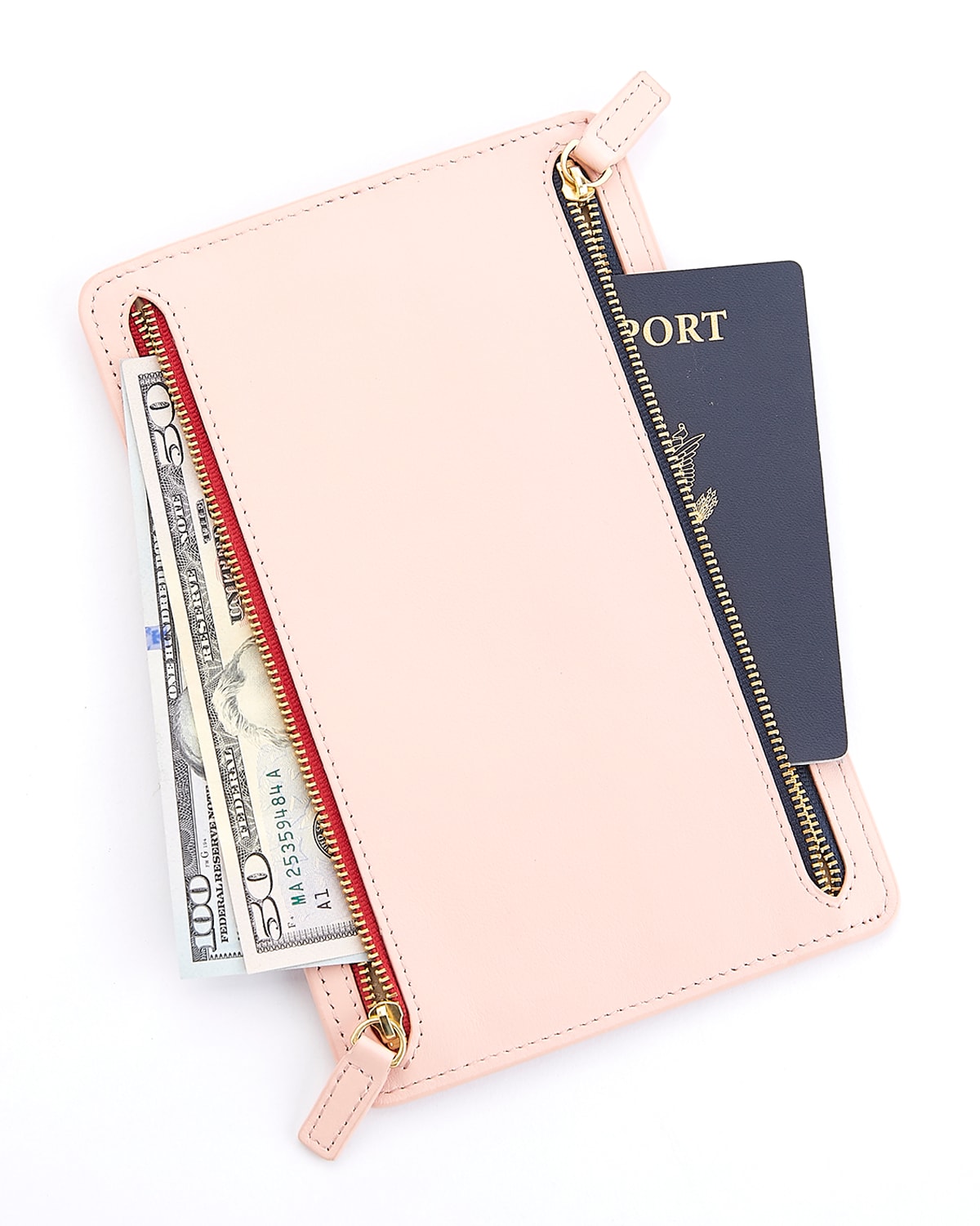 Royce New York Rfid Blocking Four Zip Travel Organizer In Blush Pink