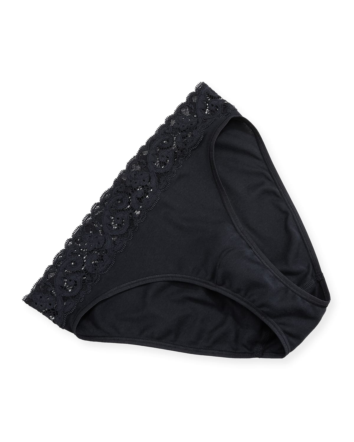 Shop Hanro Moments High-cut Lace-trim Briefs In Black