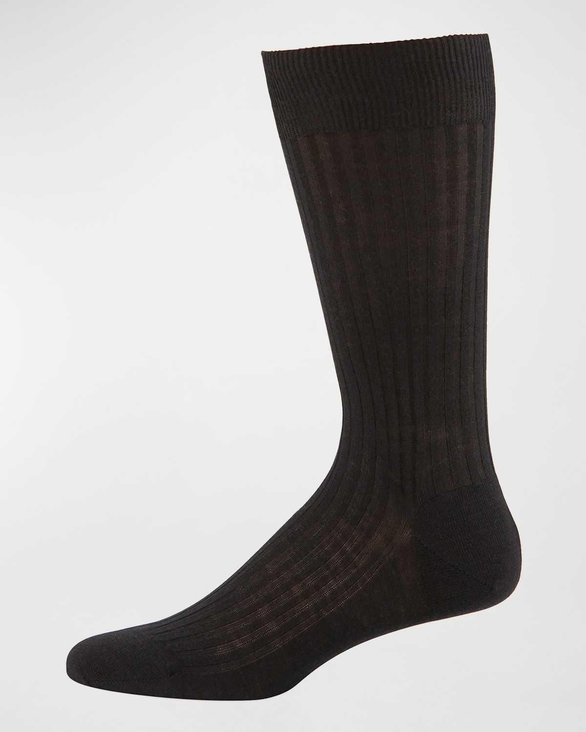 Pantherella Mid-calf Stretch-lisle Dress Socks In Black