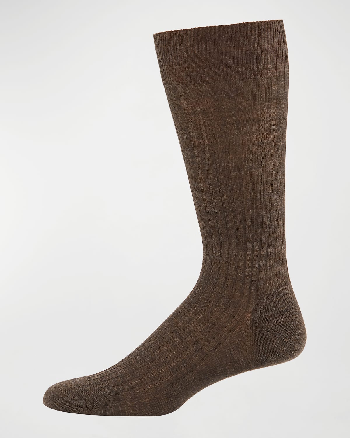 Pantherella Solid Wool Half-calf Socks In Dark Brown