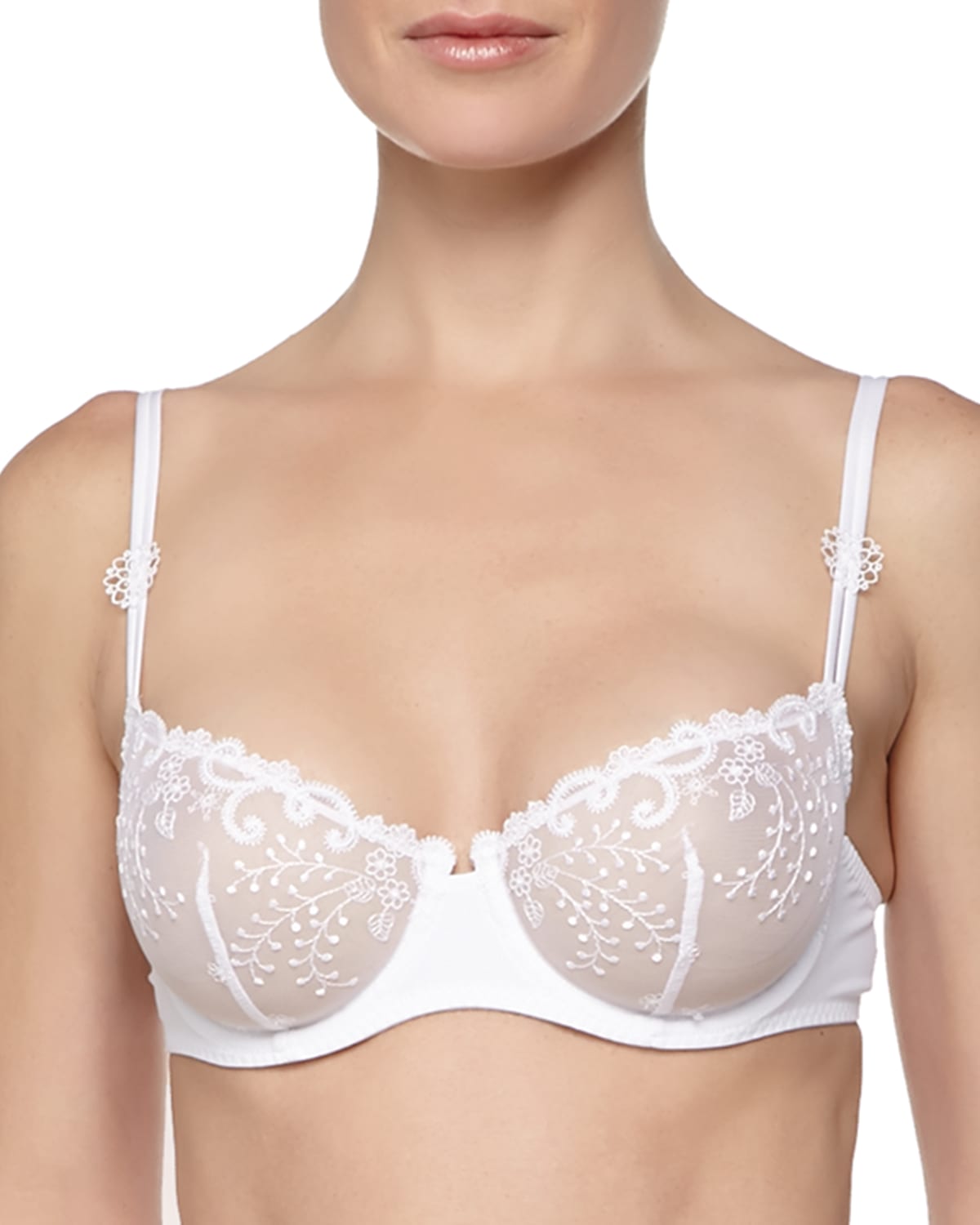 Shop Simone Perele Delice Embroidered Demi Bra In White