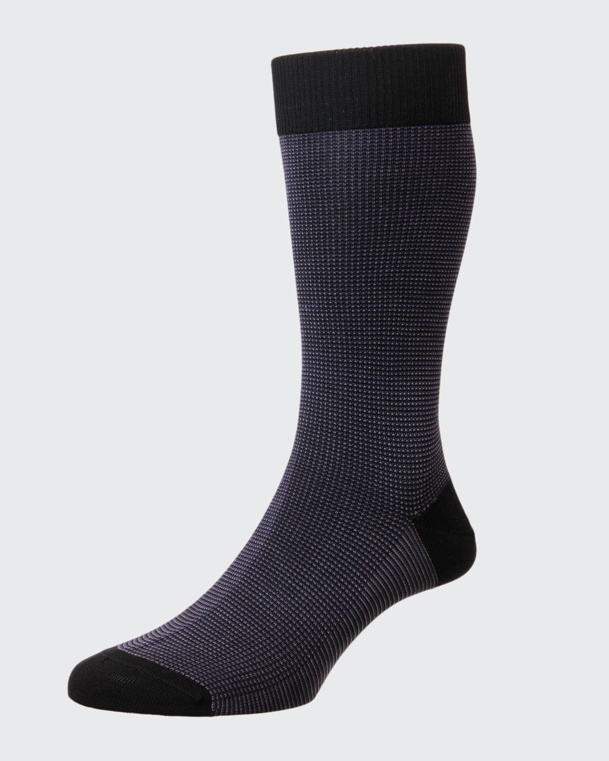 Mid-Calf Birdseye Ankle Socks, Black