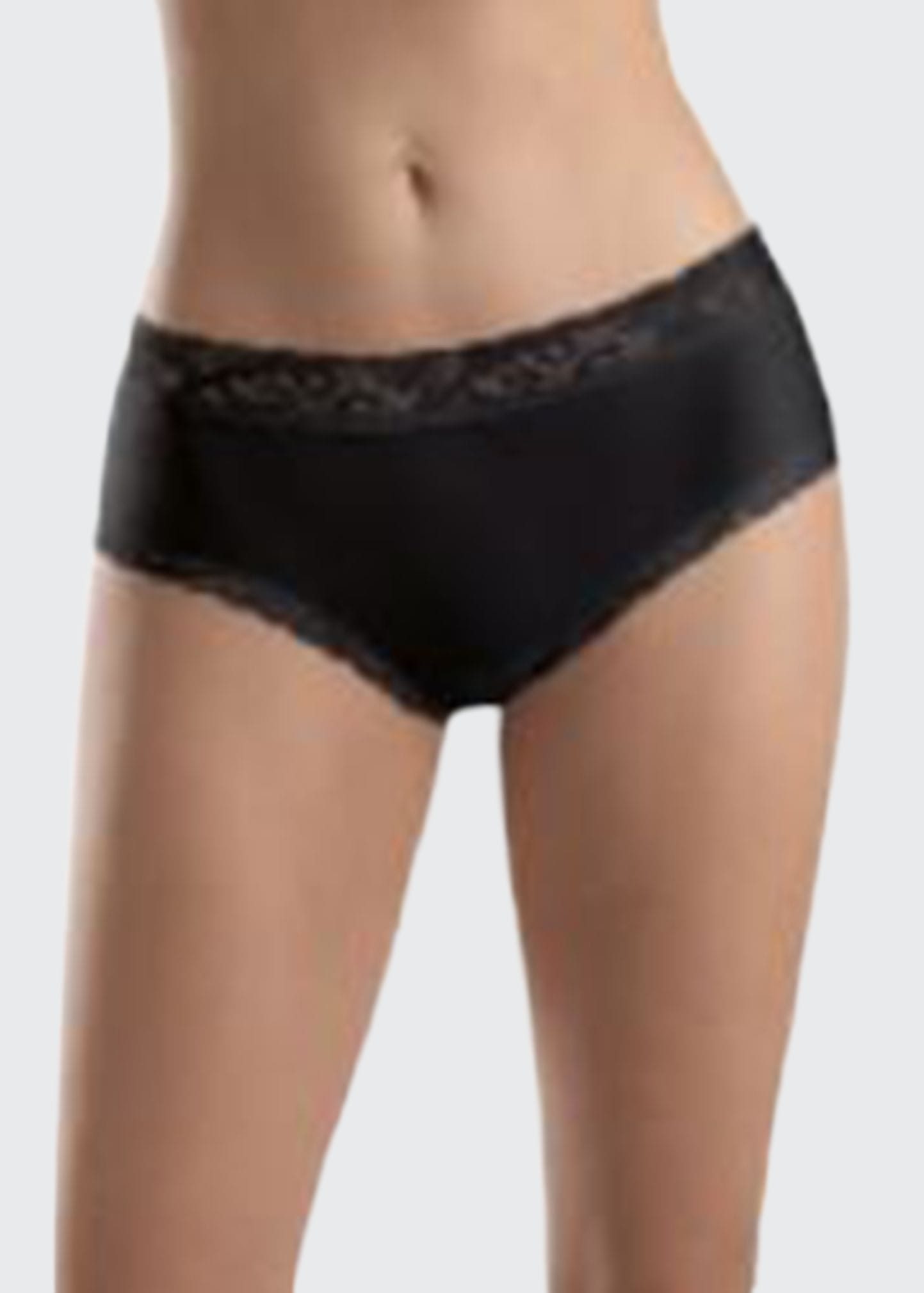 Hanro Moments Lace-trim Full Brief In Black