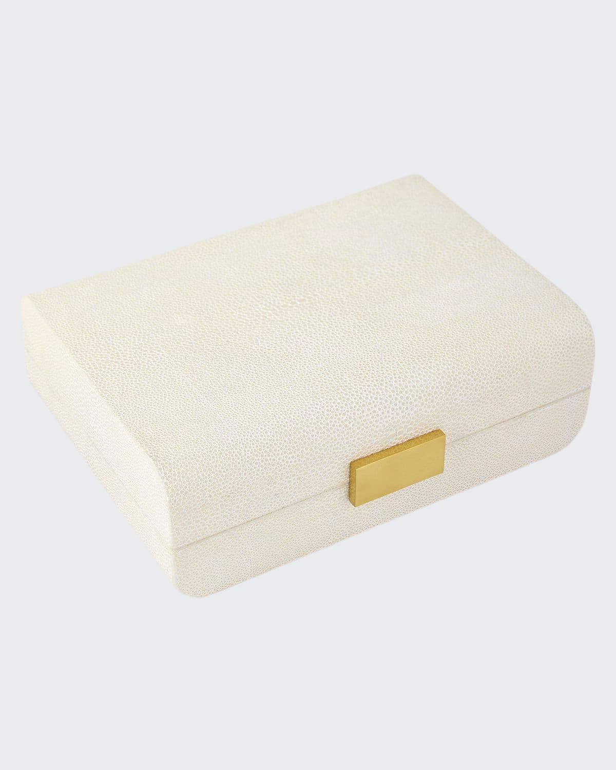 Aerin Cream Faux-shagreen Small Decorative Box