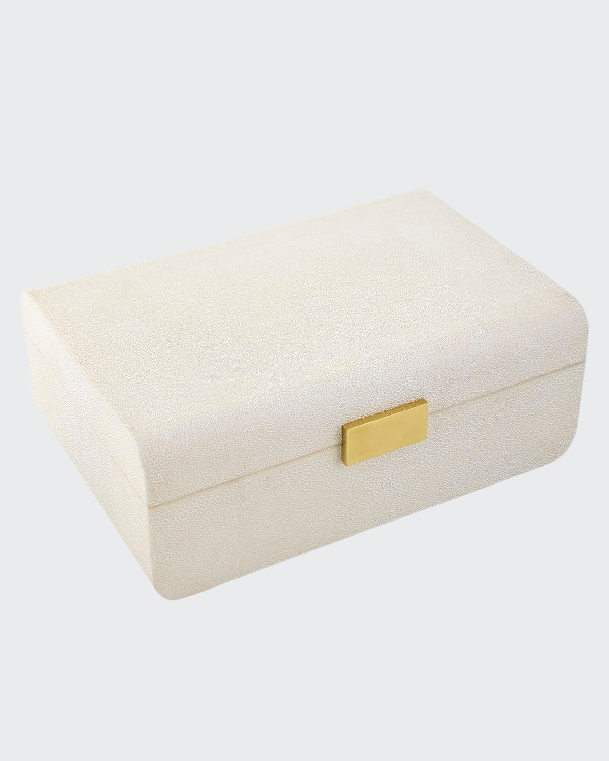 Aerin Cream Faux-shagreen Large Decorative Box
