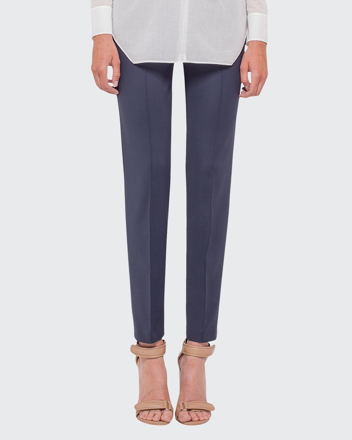Akris Melissa Silk Marocain Pants In Blue