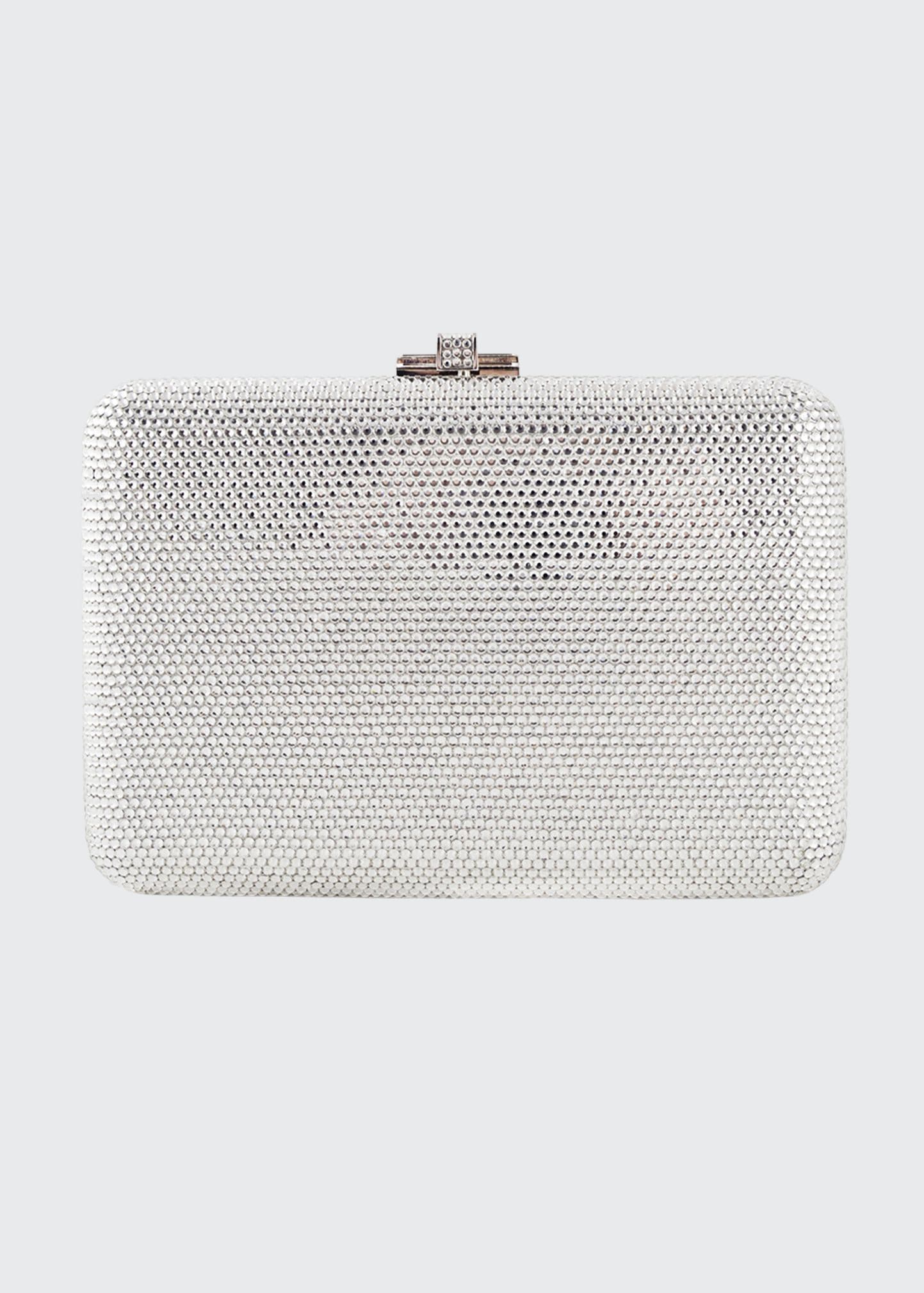 Judith Leiber Slim Slide Crystal Evening Clutch Bag In Silver