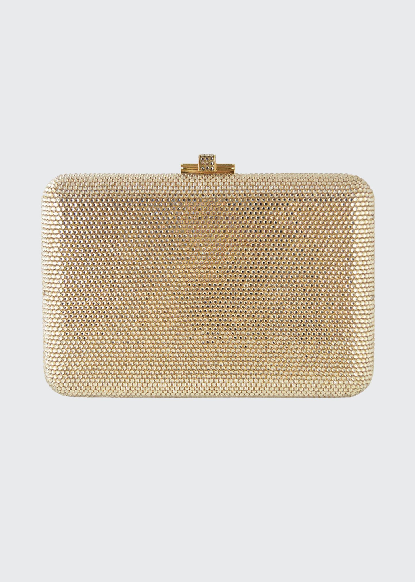 Judith Leiber Slim Slide Prosecco Crystal Chain Clutch In Prosecco