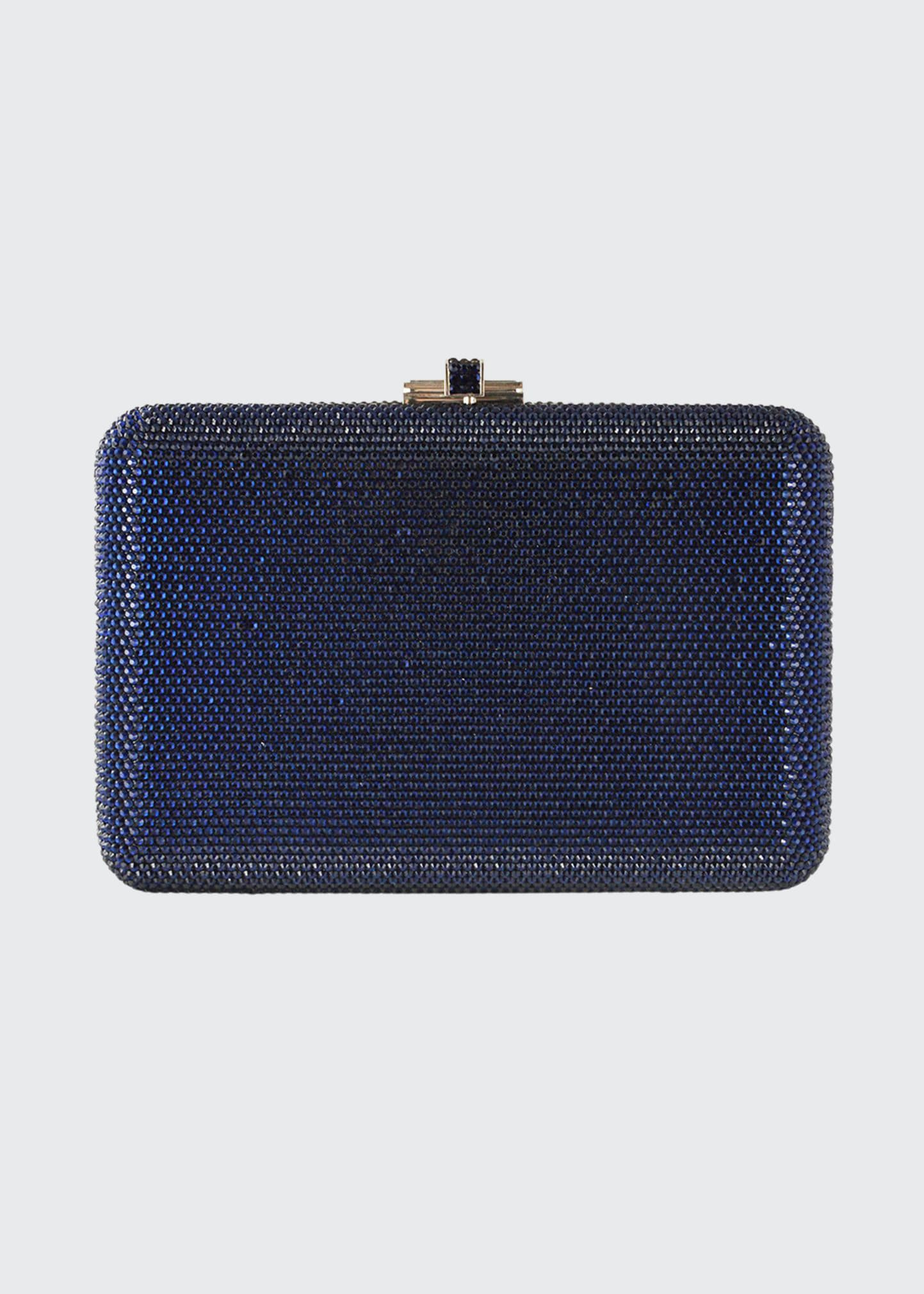 Judith Leiber Slim Slide Crystal Evening Clutch Bag In Dark Indigo