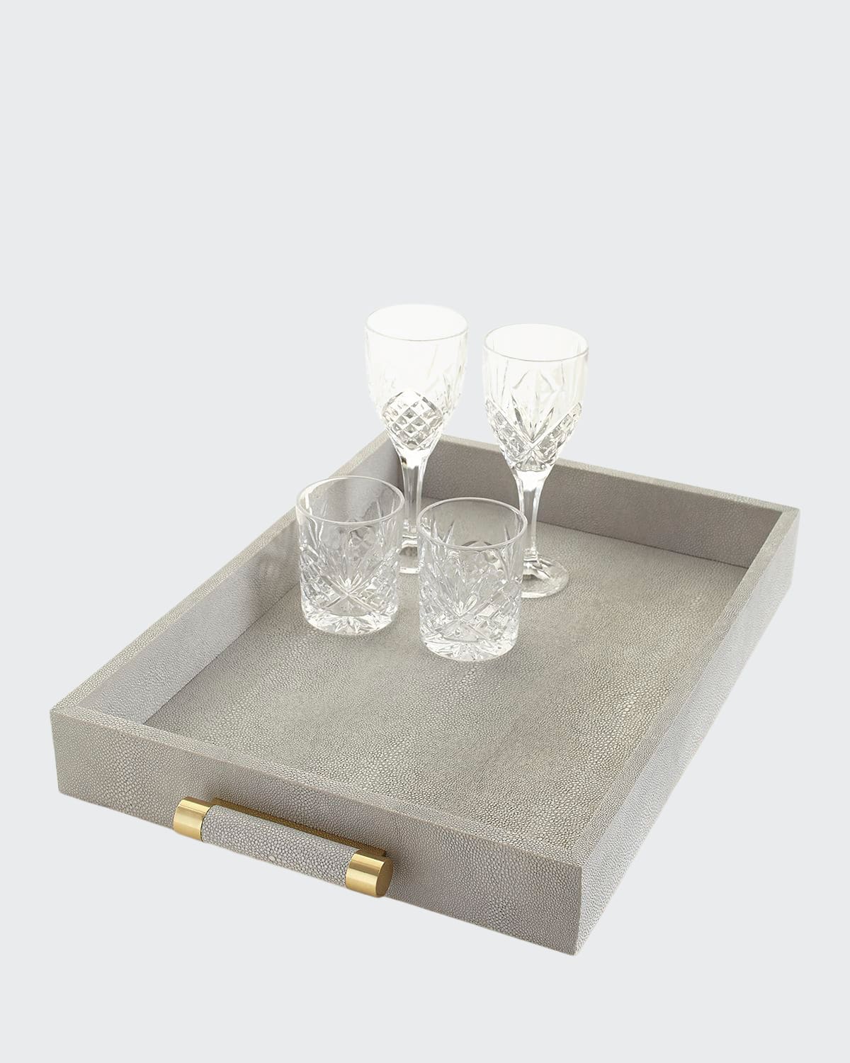 Classic Dove Faux-Shagreen Serving Tray