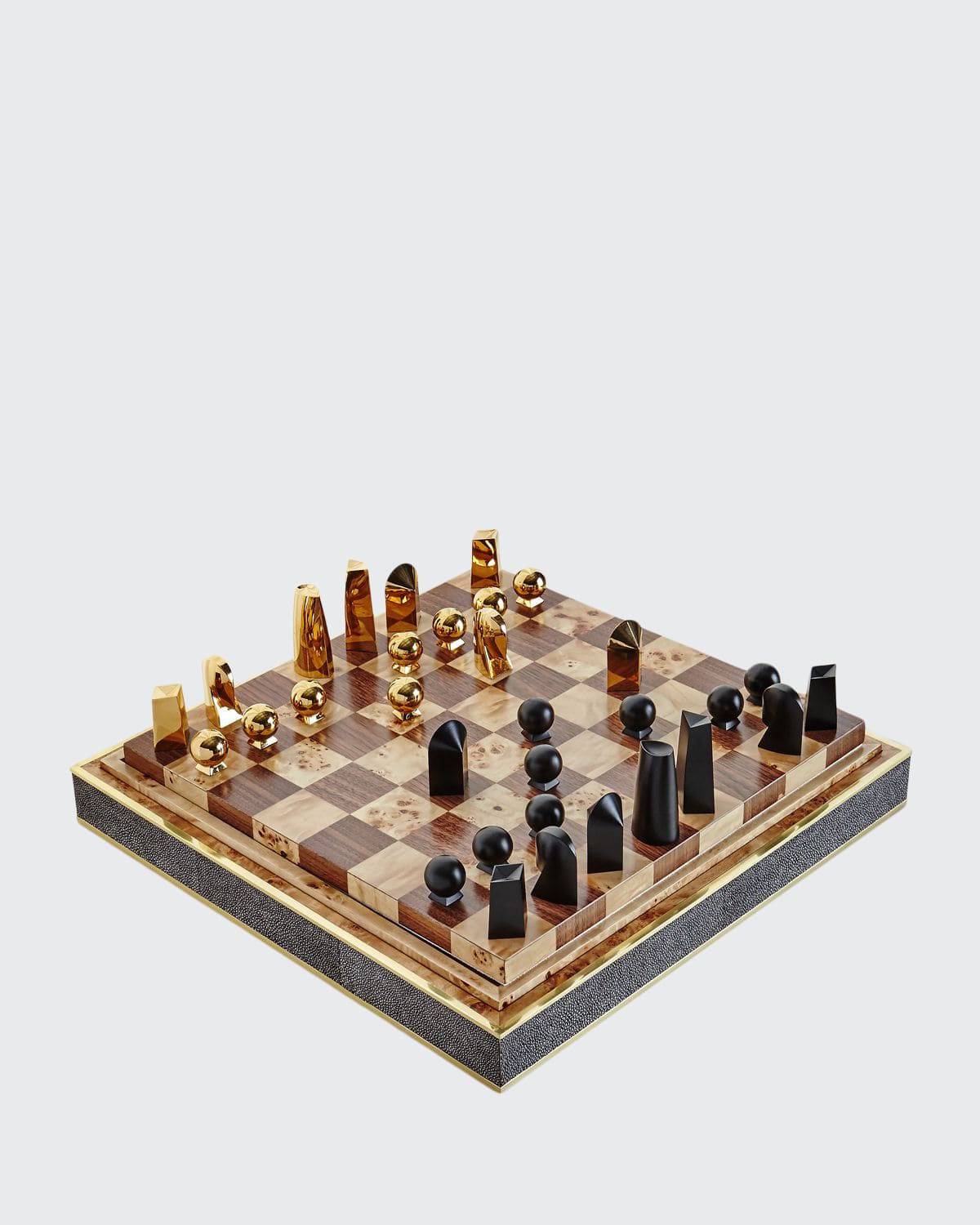 Shop Aerin Chocolate Faux-shagreen Chess Set