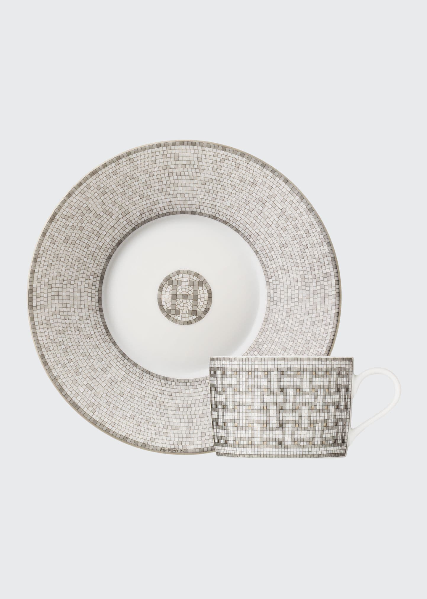 Hermès Mosaique au 24 Platinum Tea Cup & Saucer