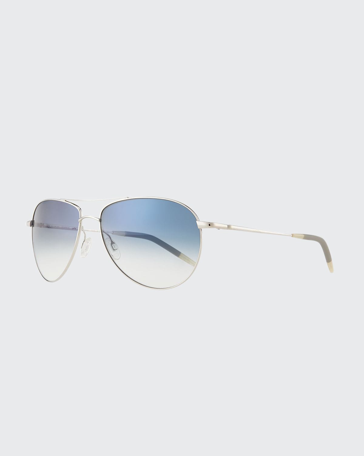 Shop Oliver Peoples Benedict Basic Aviators, Silver/chrome In Chrome Sapphire