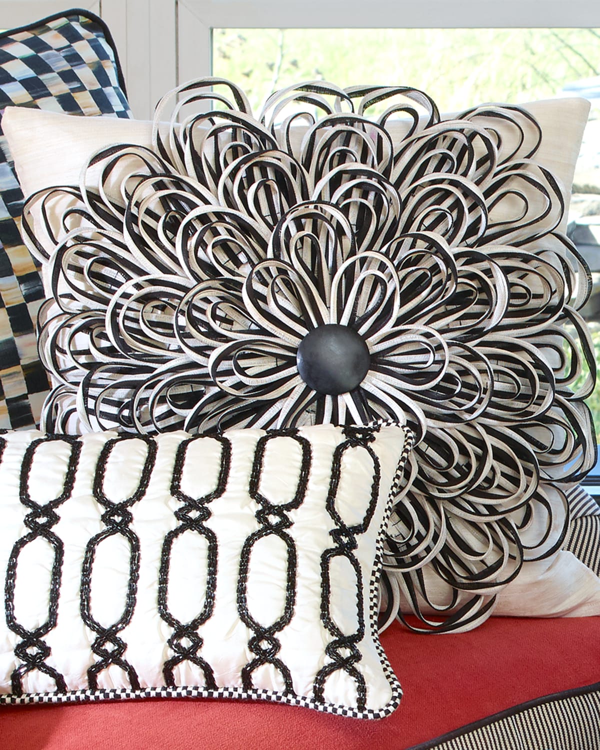 Mackenzie-childs On The Avenue Pillow In Black