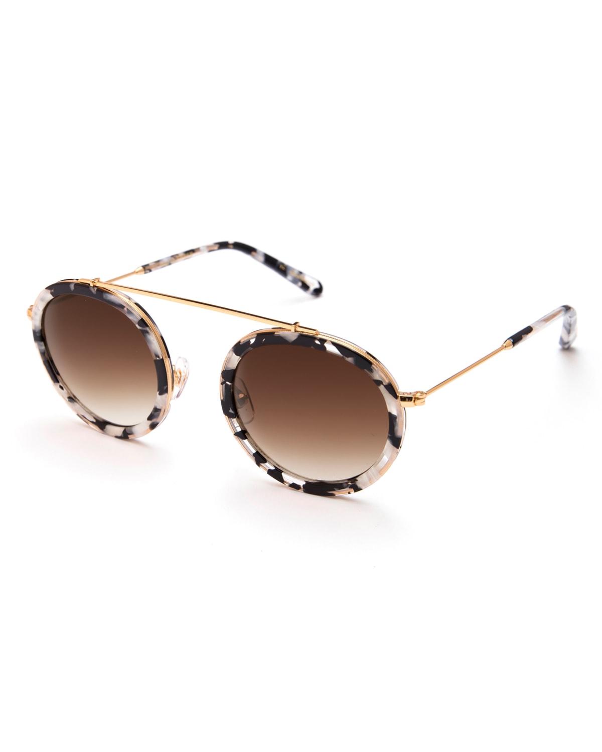 Krewe Conti Round Sunglasses In Black / White