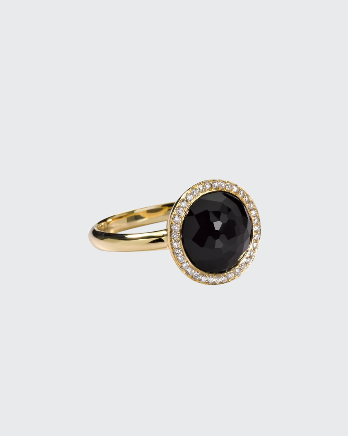Ippolita Small Ring In 18k Gold With Diamonds In Rose Quartz