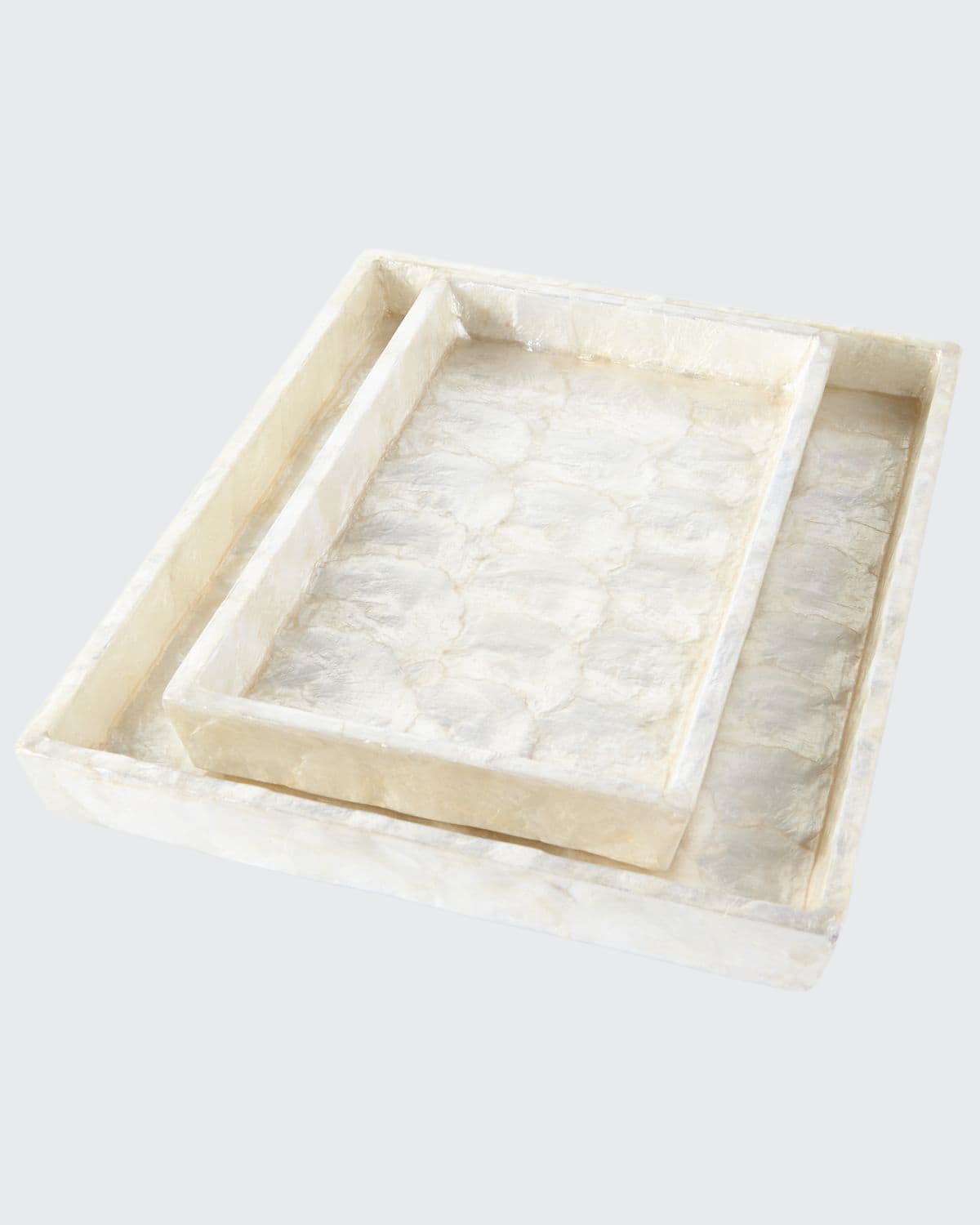 Pigeon & Poodle Andria Capiz Vanity Trays, Set Of 2 In Ivory