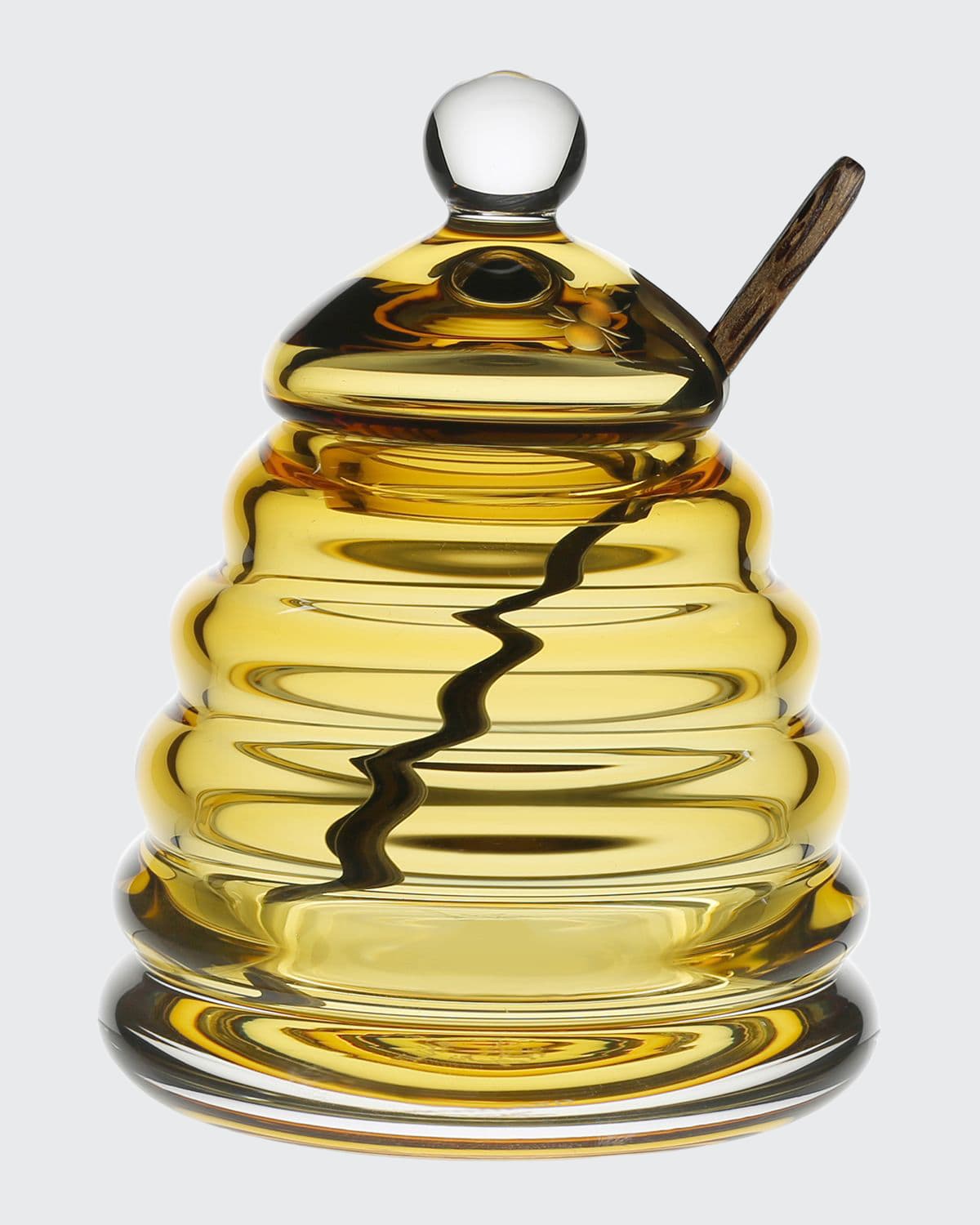 Shop William Yeoward Crystal Honeycomb Honey Jar & Spoon In Amber