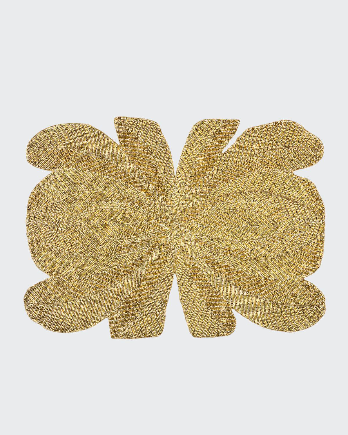 Nomi K Peacock Hand-beaded Placemat, Gold In Gold