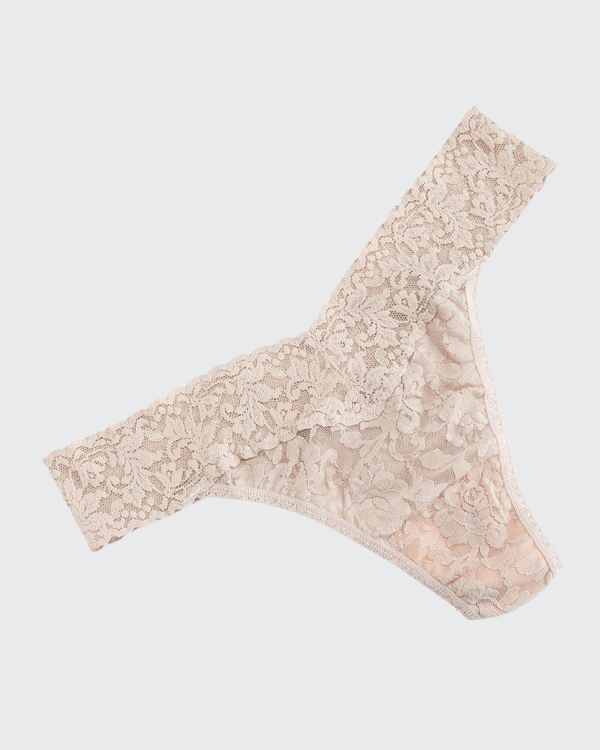 Hanky Panky Stretch Lace Traditional-rise Thong In Taupe