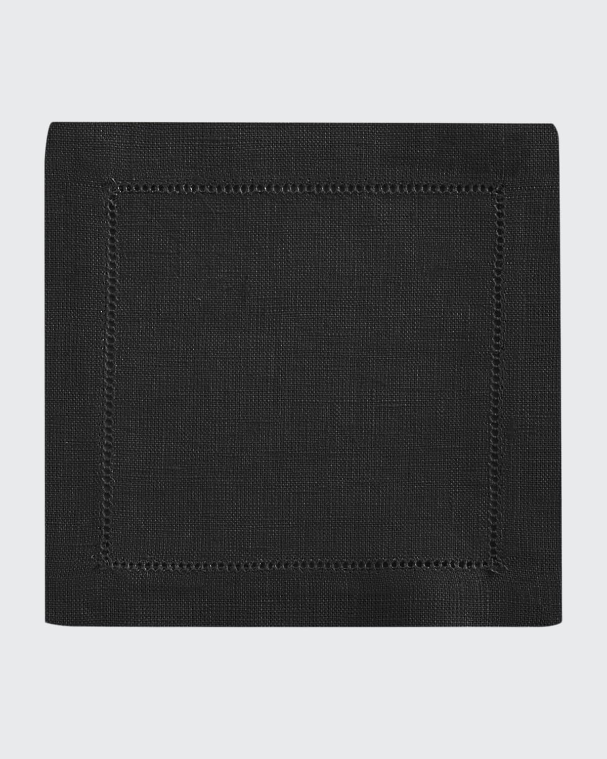 Sferra Hemstitch Cocktail Napkins, Set Of 6 In Black