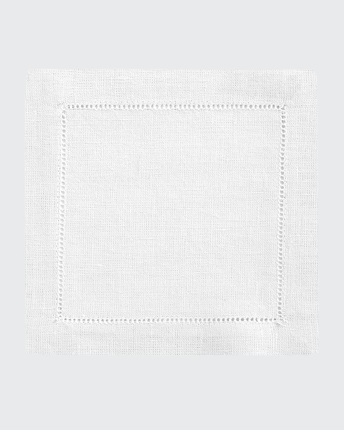 Sferra Hemstitch Cocktail Napkins, Set Of 6 In White