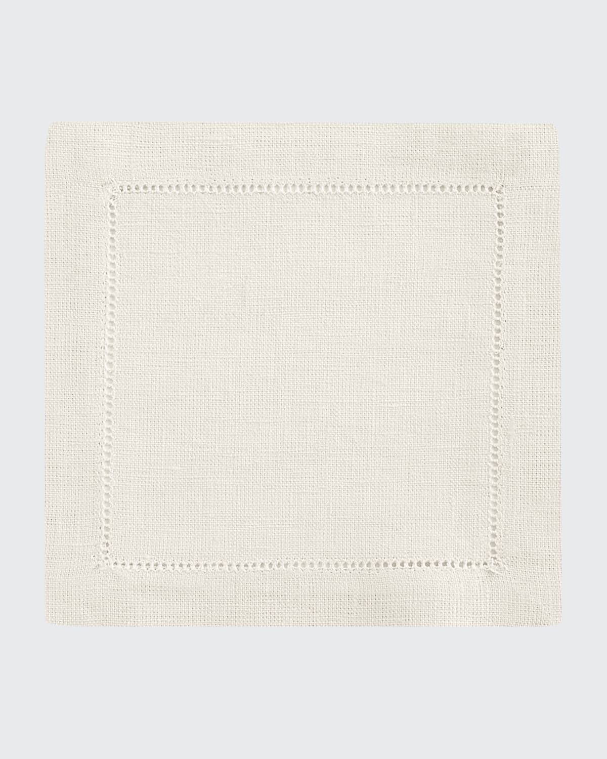 Sferra Hemstitch Cocktail Napkins, Set Of 6 In Oyster