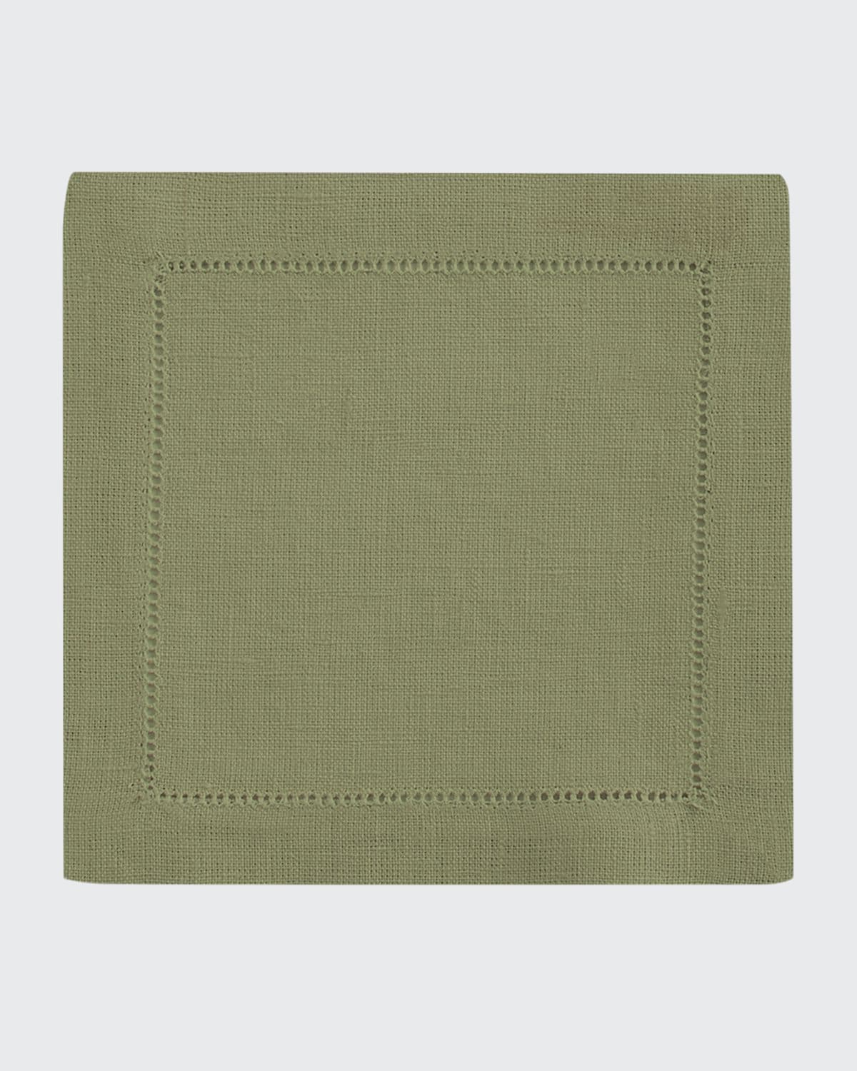 Sferra Hemstitch Cocktail Napkins, Set Of 6 In Green