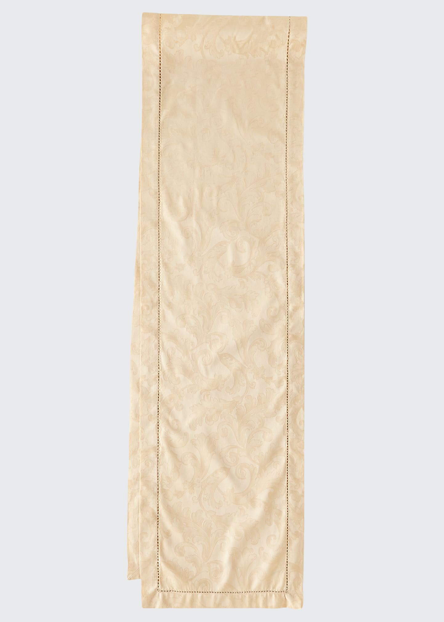 Sferra Plume Jacquard 90"l Table Runner In Parchment