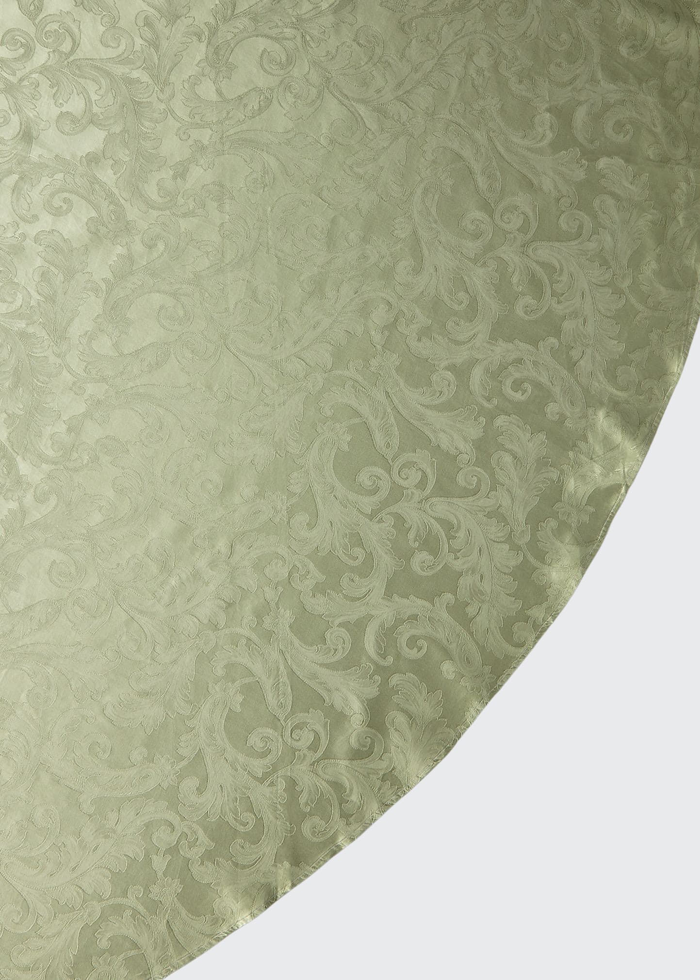 Sferra Acanthus Jacquard Round Tablecloth, 90"dia In Sage