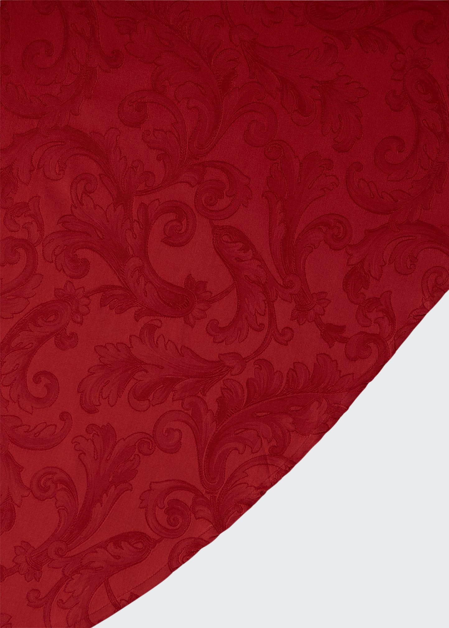 Sferra Acanthus Jacquard Round Tablecloth, 90"dia In Garnet