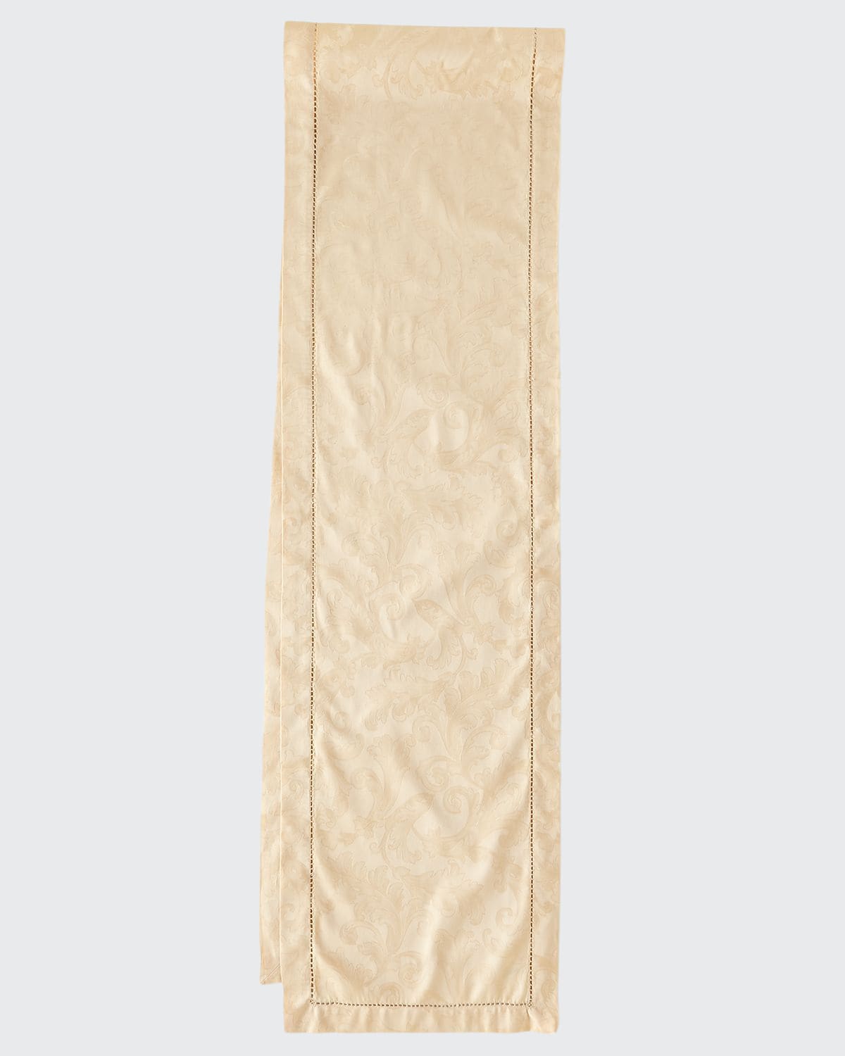 Sferra Acanthus Jacquard Table Runner, 15" X 108" In Parchment