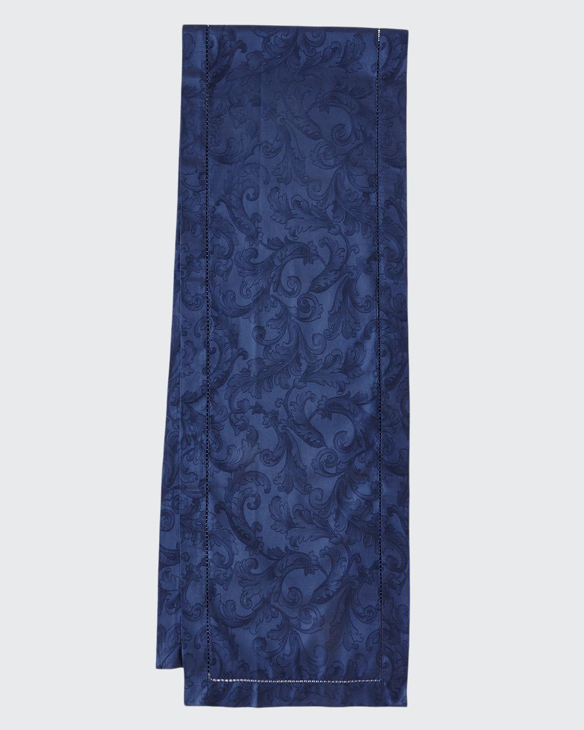 Sferra Plume Jacquard 108"l Table Runner In Sapphire