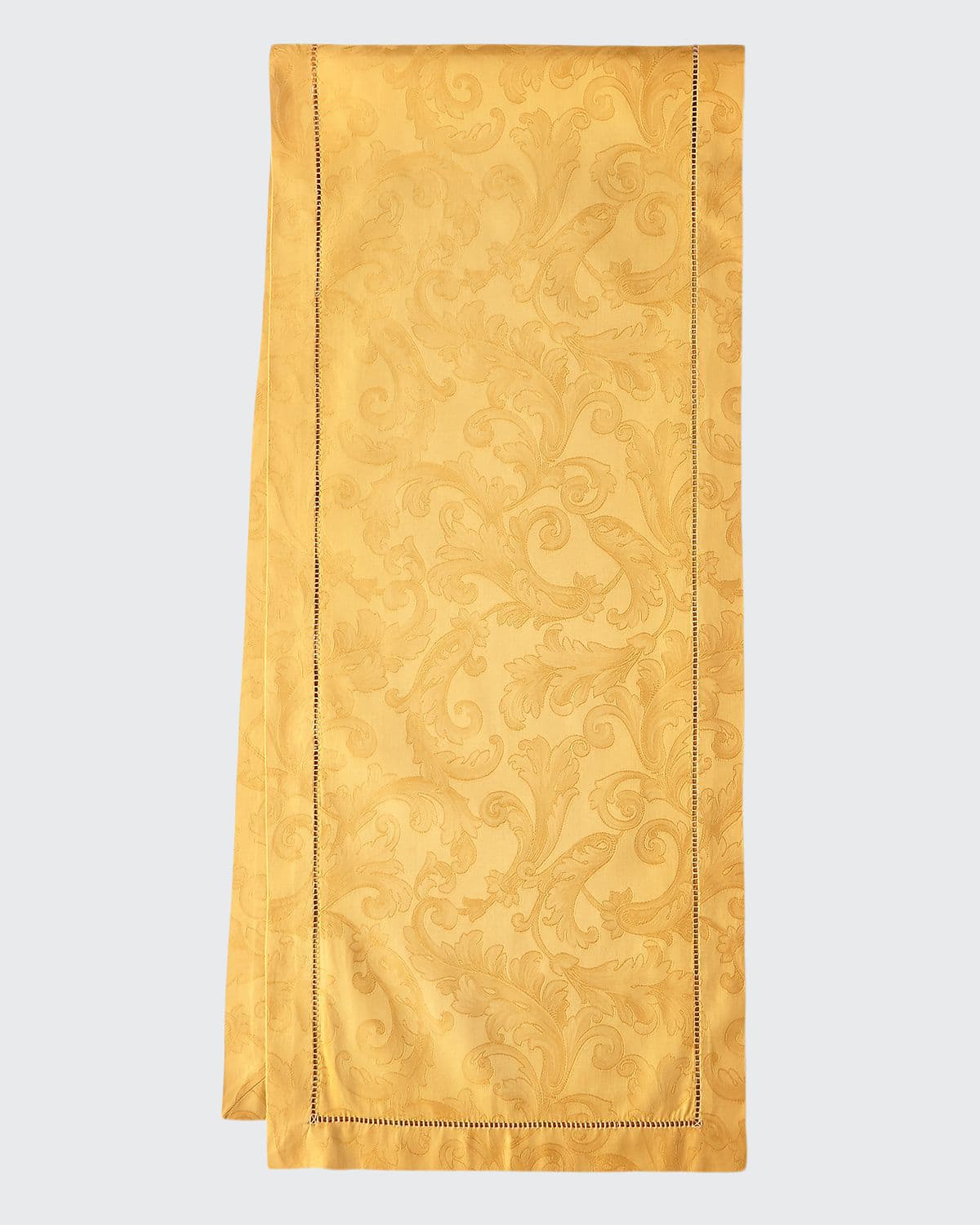 Sferra Acanthus Jacquard Table Runner, 15" X 108" In Gold