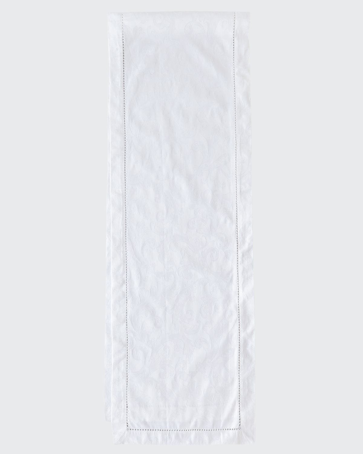 Shop Sferra Plume Jacquard 72"l Table Runner In White