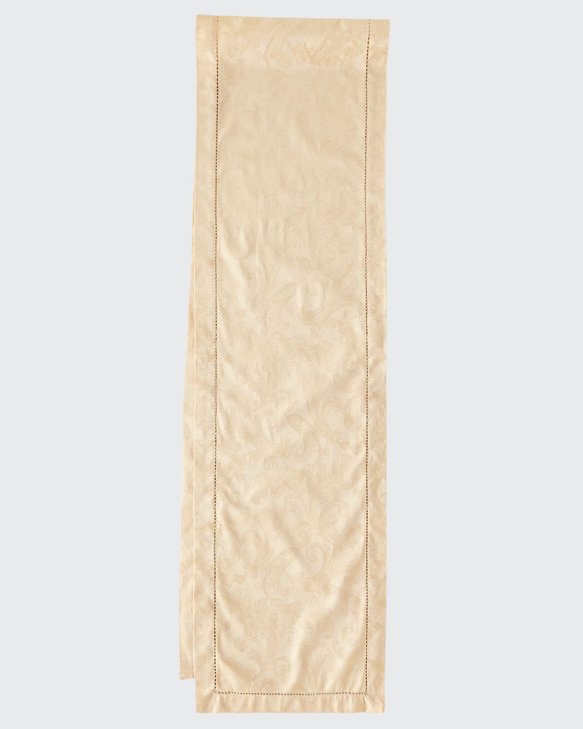 Sferra Acanthus Jacquard Table Runner, 15" X 72" In Parchment