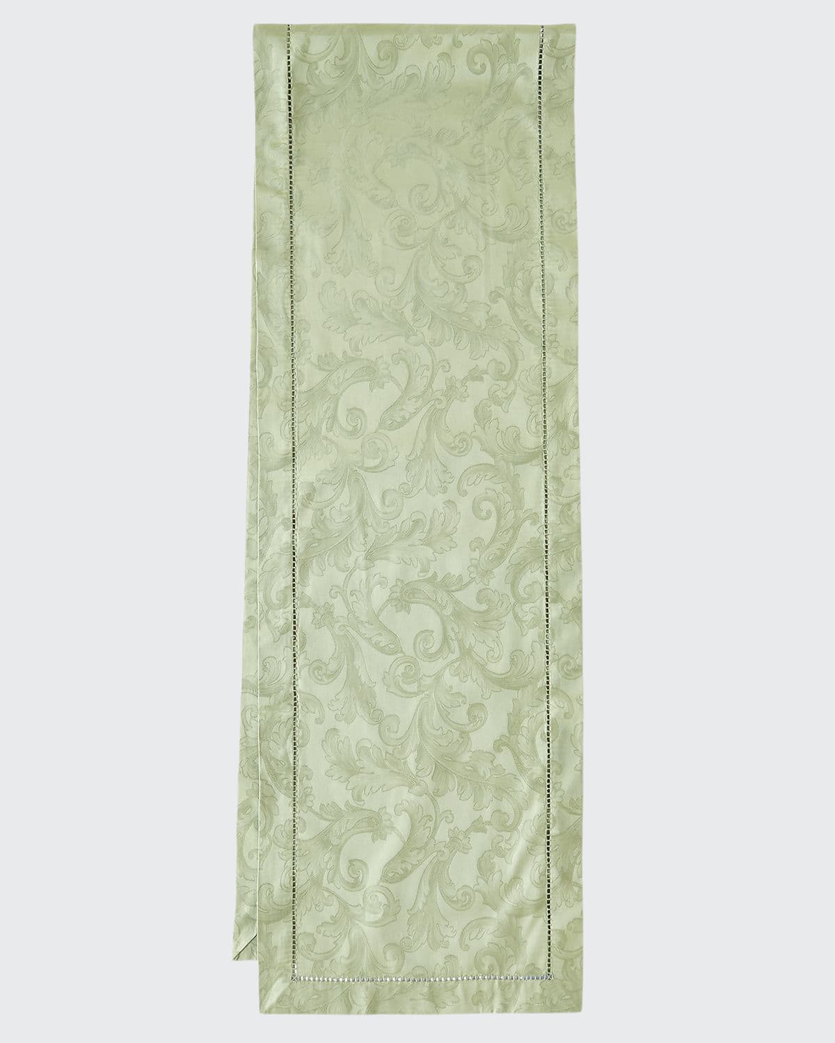 Sferra Plume Jacquard 72"l Table Runner In Green