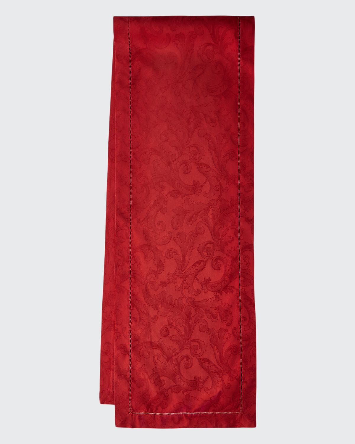 Sferra Acanthus Jacquard Table Runner, 15" X 72" In Garnet