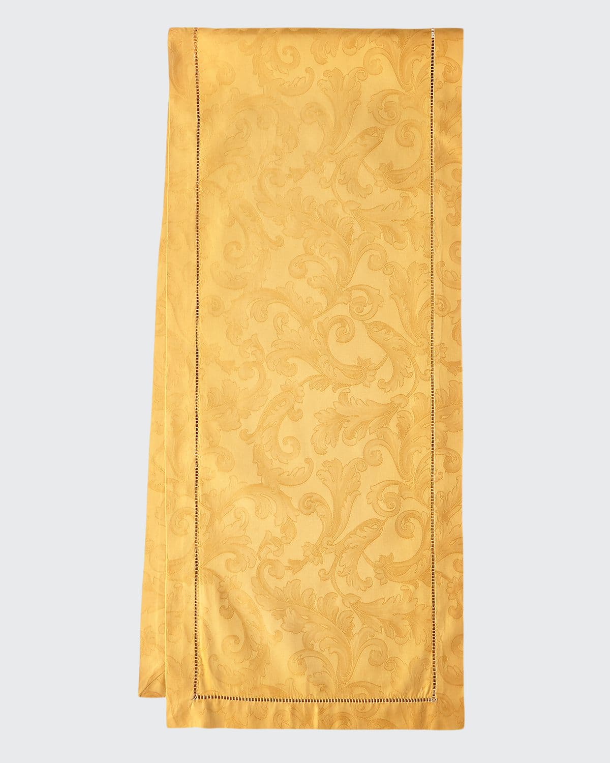 Sferra Acanthus Jacquard Table Runner, 15" X 72" In Gold