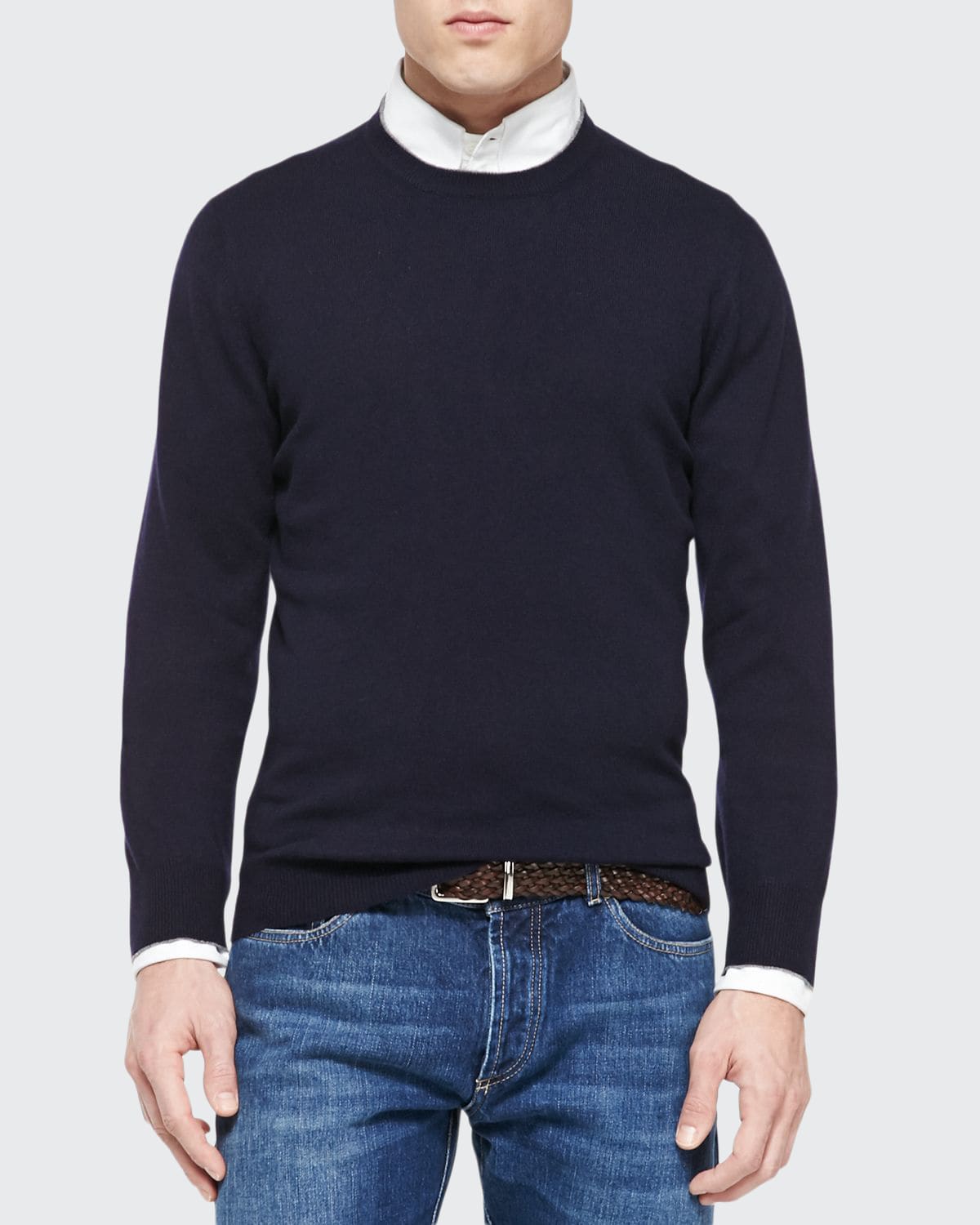 Brunello Cucinelli Cashmere Crewneck Pullover Sweater In Gray