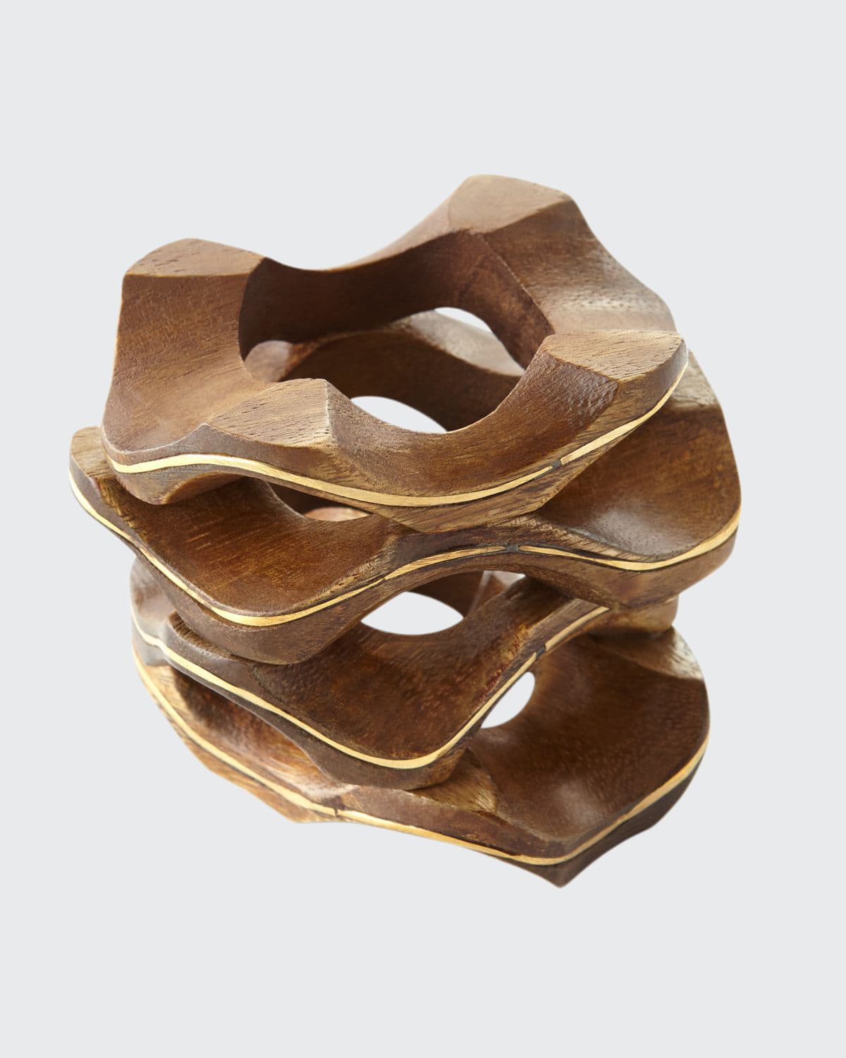 Shop Kim Seybert Pavilion Wooden Napkin Ring In Brown/gold