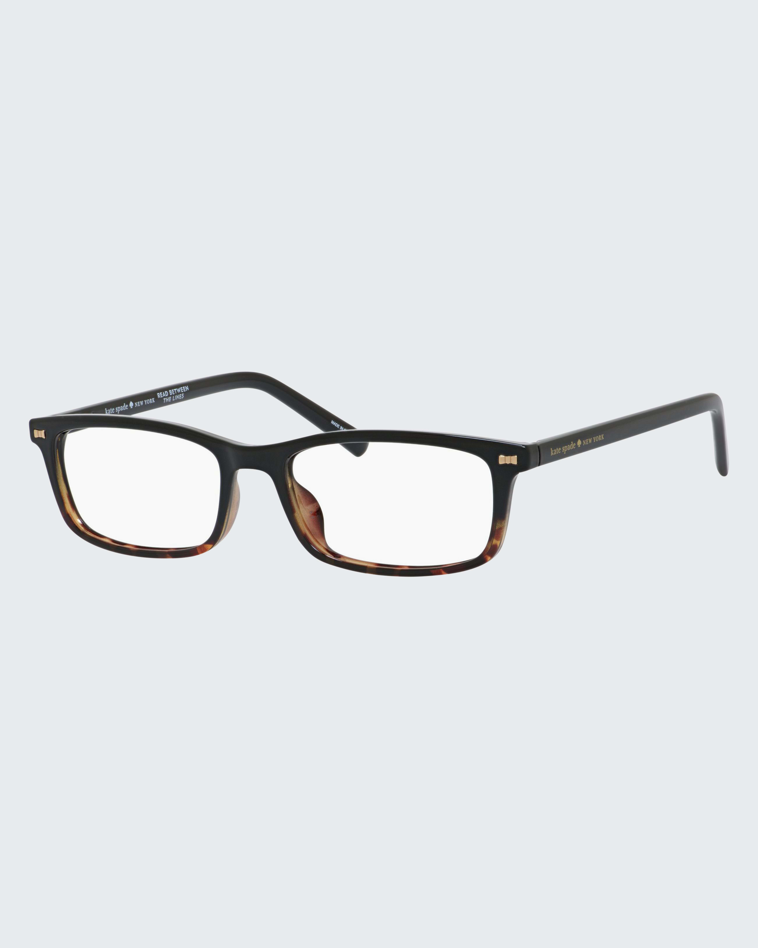 Kate Spade Jodie 2 Two-tone Rectangle Readers In Black / Havana