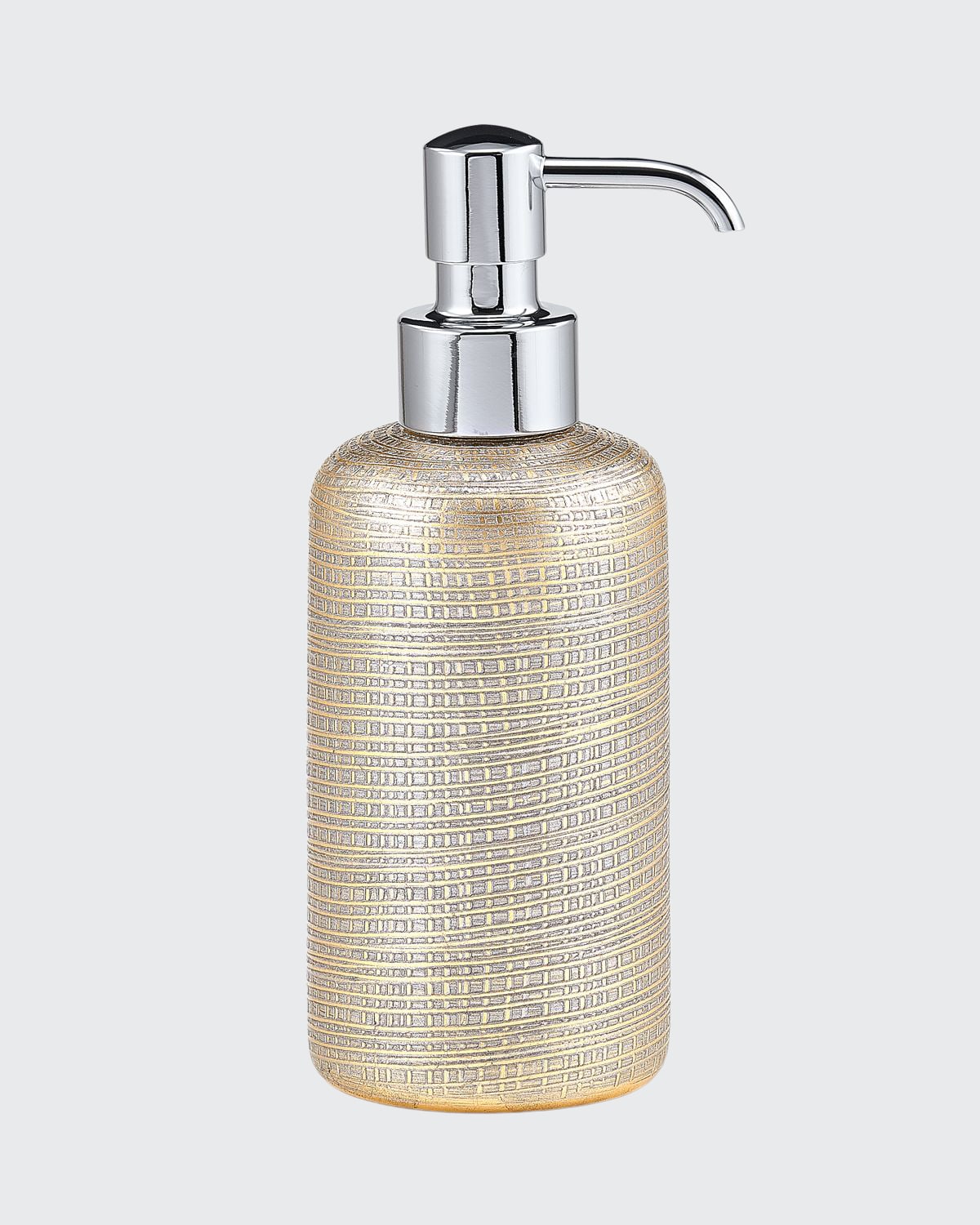 Labrazel Woven Metallic Pump Dispenser With Chrome Polished Top In Gray Metallic